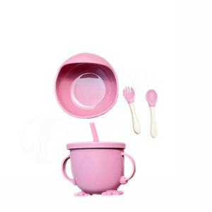 【COD】4pcs Baby Silicone (Bowl/fork/spoon/cup)set High Quality Anti-fall Kids Feeding Tableware Baby Accessories Toddler Self-feeding Tools
