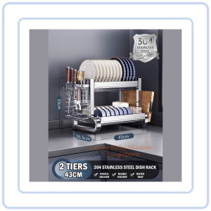 【Pure Care】 SUS304 Stainless Steel Dish Draining Rack Anti-rust Kitchen Sink Shelf Storage Rack Kitchen Organiser