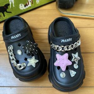 Sandals with Jibbits High Heel Slippers for Women Beach Shoes Diy Cartoon Star Shoes