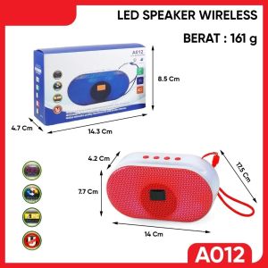 Speaker Bluetotth Wireless A012 SuperBass TWS Lampu Led RGB Support MEMORY / USB