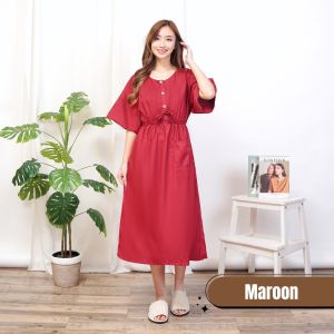 ( FREE LOGAM MULIA ) Anggun Daster Dewasa Karet Tengah All Size // Daster Busui // Daster Karet Pinggang // Daster Polos // Daster All Size