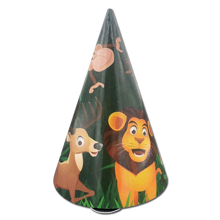 10pcs/Pack Animal Jungle Safari Party Hats Cone Style Birthday
