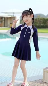 Childrens Long-Sleeve SwimsuitSwimwear for GirlsTeenagerBeach BathingSuitTeenagerSummerNew1Pc