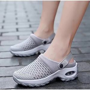 Summer Korean-Style Mesh Slip-On Large-Size Slippers Rocking MomS Half-Strap Sandals Clogs