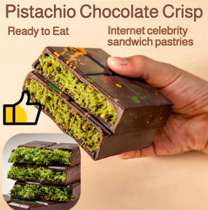 Dubai Thousand Handmade Chocolate Hazelnut Sandwich Bread Style Jam Cocoa Pistachio Baklava Middle Eastern Dessert Luxury Party Dessert Platter Chocolate Filo Pastry Dubai Style Pistachio Chocolate Baklava Ready To Eat