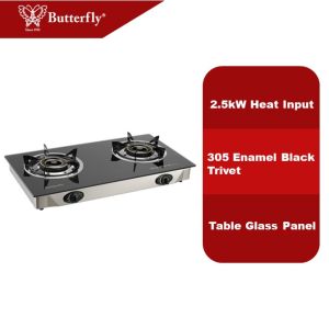 Butterfly Double Table Glass Gas Cooker - BTG-2L