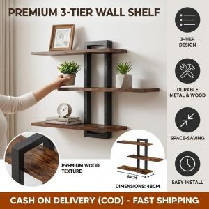 3-Tier Wooden Shelf Wall Mounted Floating Shelves Bookcase Bathroom Adjustable Storage Rack Nordic Home Decoration Organizer
