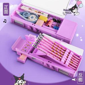 Kawaii Sanrio ดินสอมัลติฟังก ์ ชั ่ นน ่ ารัก Cinnamoroll My Melody Kuromi ปากกากล ่ องอุปกรณ ์ สํานักงานสําหรับสาวกระเป ๋ าเครื ่ องเขียน