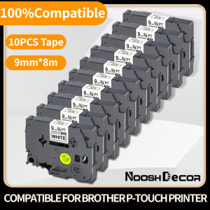10 Pack TZe221 Compatible for Brother P-touch TZe-221 Tze221 TZ221 TZ-221 Tape 9mm Black on White Laminated Label Tape for PTD210 PT-H100 PTH110 PT-D400AD PTD600 PT-1290