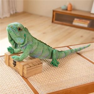 BANZU Long Tail Plush Mane Lizard Wild Reptile Simulation Lizard Plush Toy Creative Green Stuffed Lizard Doll Boys Girls