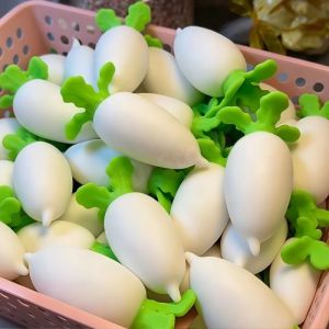 White Radish Squishy Stress Ball Fidget Toy Crunchy Squeeze Toy Round Blocks Filled ASMR Anti Stress Release Hand Relax Gift Toy