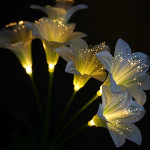 ERMENLED 6 Heads Lily Flower Stake Lights Fiber Optic LED Solar Powered Lawn Lamp  Waterproof Pathway Patio Yard Light Outdoor Garden Decor
