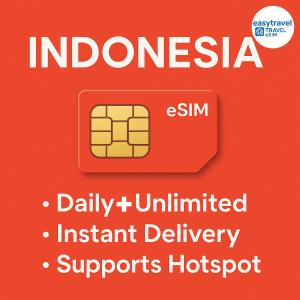 Indonesia eSIM 1GB 2GB Daily Unlimited Data Supports Hotspot 5/7/10/15 Days