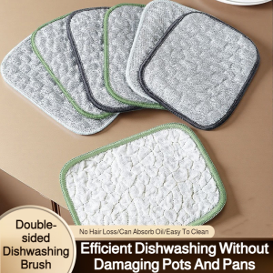 Strong oil absorption and decontamination double-sided silver silk cotton yarn dishwashing towel