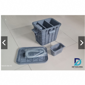 Bể tách dầu mỡ bằng nhựa PP. Chống tắc ống thoát nước cho gia đình quán ăn. Nắp có 4 khóa và roan cao su dung tích 25l