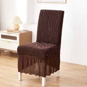 BERMA BABY Dining Chair Cover Stretch Jacquard Cationic Skirt Removable Washable Dustproof Banquet Modern Fit