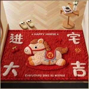 Foot Mat Suitable for People Crystal Velvet Carpet New Year Soft Against the Ground Auspicious Theme