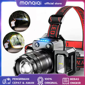 MonQiQi LED Senter Kepala Super headlight flashlight Are Super Bright Rechargeable Waterproof LED Light -range Super Bright Head-mounted Night Fishing Miners Lamp Rechargeable Zoom