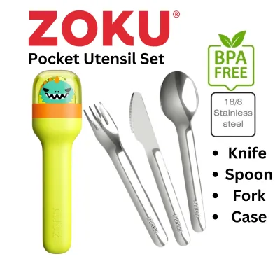 Zoku Premium Stainless Steel Kids Pocket Utensil Set (Includes Spoon Fork Knife) suitable for Bento Lunch Box Kids School Lunch Bag Utensil Ready to Go - Vic The Trader