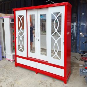 (Free Ongkir) Lemari Baju 4 Pintu Sleding / Lemari Pakaian 4 Pintu