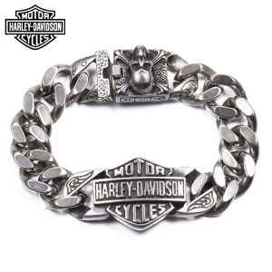 กำไลข้อมือ Harley Davidson ฮาเลย์ เดวิดสัน สร้อยข้อมือ เลสข้อมือ ข้อมือสแตนเลส เครื่องประดับสแตนเลส สีเงินเงา พร้อมส่ง