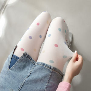 Japanese Sweet Colorful Polka Dot Velvet Pantyhose Stretchy Breathable Sun Protection Printed Stockings Korean Ins Silk Hosiery h260729