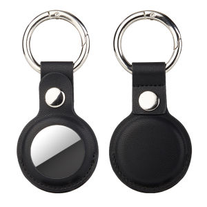 For Apple AirTag Leather Protective Case Tracker Anti-lost Locator PU Leather Holder/Key Ring（No AirTag）