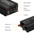 Gelombang sinus tulen LED Inverter 1000W /2600W Peak DC 12V ke AC 220V-240V dengan 2 port USB untuk kereta dan lori Camping Converter Adapter. 