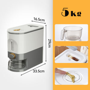Justliving 1 cái Thùng hộp đựng gạo 5/10kg Thùng Phân phối ngũ cốc đo được cho nhà bếp Thùng Phân phối ngũ cốc trên bàn thùng đựng giá chia ngăn thực phẩm phân phối ngũ cốc Ngũ cốc bình đựng phân phối gạo tự động