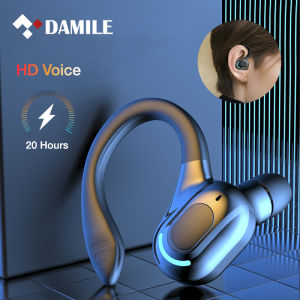 DAMILE Wireless Headphone Bluetooth 5.2 Single Ear Hook Business Earphones Stereo Noise Reduction Earbuds Headsets With Microphone F8