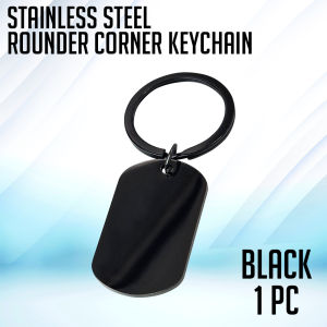 Lineworks Stainless Steel Rounder Corner Keychain Silver and Black