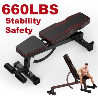 Weight Bench Press Adjustable Workout Benches Gym Dumbbell Exercise 600 LB Stable Incline Decline Bench