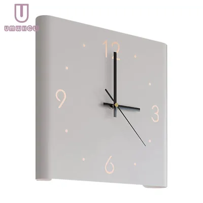 【rvb mall】Square Wall Clock Folded Corner Wall Hanging Clock Chic Arc Silent Clock with Light for Living Room Home Decoration