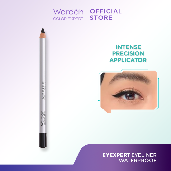 WARDAH Eye Liner - Waterproof, dan Warna Hitam Intense - Tekstur Lembut Dengan Aplikator Presisi Mudah Digunakan - Tahan Lama Cocok Untuk Garis dalam Mata - Skincare