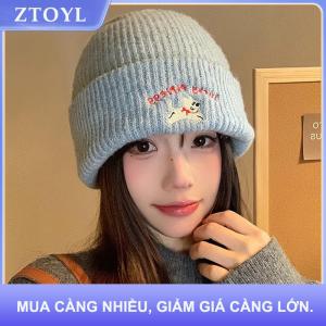 【ZTOYL】 Chu vi đầu lớn dễ thương thêu chữ con chó con mùa thu và mùa đông của phụ nữ ấm áp dệt kim dày Windproof Mũ len