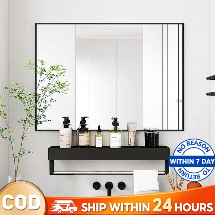 Rectangle Bathroom Mirror with Rack Wall Mounted Mirror shelf/mirror