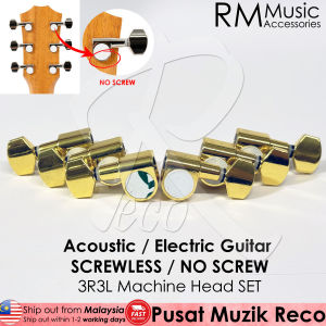 RM SCREWLESS / NO SCREW Acoustic Guitar Machine Head SET Tuning Pegs Tuner 3R3L Kapok Gitar Akustik Elektrik Guitar Part