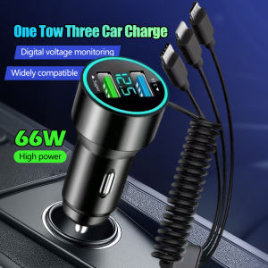 Car Charger Super Fast Charging PD Quick Charge Cable for Phone with Telescopic Charging Cables and Adapter 车载充电器
