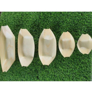 (แพ็ค 50ใบ) ลอยน้ำได้ กระทงไม้ จานเรือเยื่อไม้ จานทาโกะยากิ ถาดเรือ ขนาด 2.5-9 นิ้ว