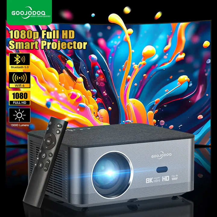 GOOJODOQ 2024 New Full HD Projector 4K WiFi projector 4k portable projector Android iOS WiFi HDMI projector Dual-mode projector Remote control and key control