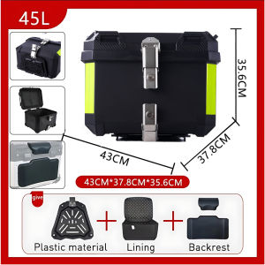 AENXRD Top Box For Motorcycle 45L Waterproof Durable Helmet Storage Compartment with Secure Lock Universal Fit for Motorcycles