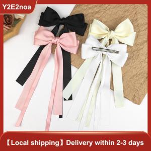 【Y2E2noa】 Vintage Large Bow Hair Clip Trend Long Ribbon Hairpins Barrettes Headwear For Women Girl Hair Accessories Wedding Jewelry