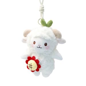 CYI47 Flower Mini Sheep Plush Keychain Cartoon Sheep Soft Lamb Doll Ornament Car Decoration Stuffed Sheep Plush Pendant Chinese New Year