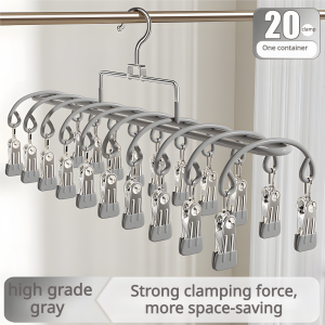 Hangers With Rotating Hook And Non Slip Clips For Indoor Drying And Storage Efficiency - Secure Traceless Clamping Force Windproof Grip Anti-Slip Design Stainless Steel - Indoor Drying Scene.