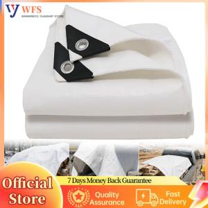 【Flagship】 White Waterproof Tarpaulin with Grommets White Multipurpose Protective Tarpaulin Cover for Patio Plants Henhouse Garden Porch
