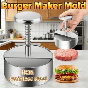 8cm Stainless Steel Patty Maker Round Hamburger Maker Mold Grill Press Cooking Tool Burger Press