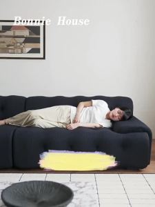 Sofa Italian Minimalist Lazy Sofa Fabric Modern Sofa Chair Living Room Straight Row 3 Seater Sofa