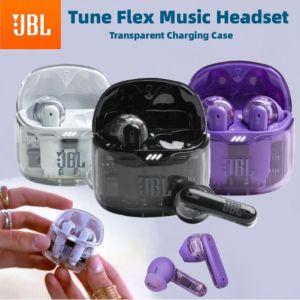 💖Gratis Ongkir + ปลาค็อด💖หูฟังบลูทูธไร้สายปรับแต่ง JBL ยืดหยุ่นได้หูฟังสเตอริโอเบสแบบใสสำหรับฟังเพลงกันน้ำ