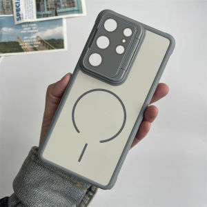 Full Body Lens Flip Stand Magnetic Matte Phone Case For Samsung S26 S25 Edge S24 Plus s 25 FE S23 Ultra For Magsafe Back Cover