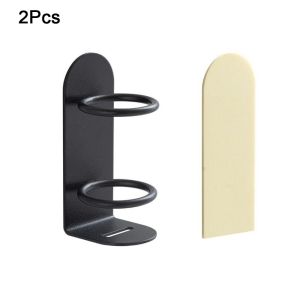 FUNG 2Pcs Iron Electric Toothbrush Holder Punch-Free Wall Mounted Toothbrush Storage Rack Durable with Drainage Razor Shelf For Home
